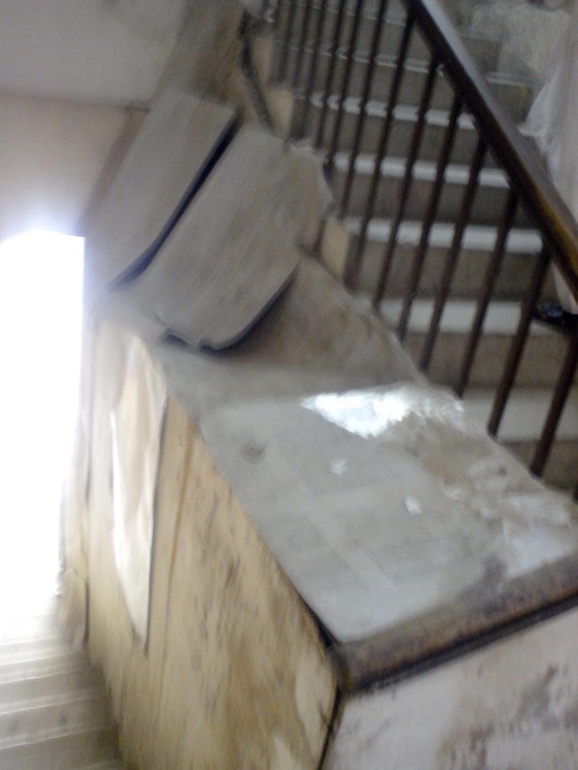 The staircase leading up to the IBCC office